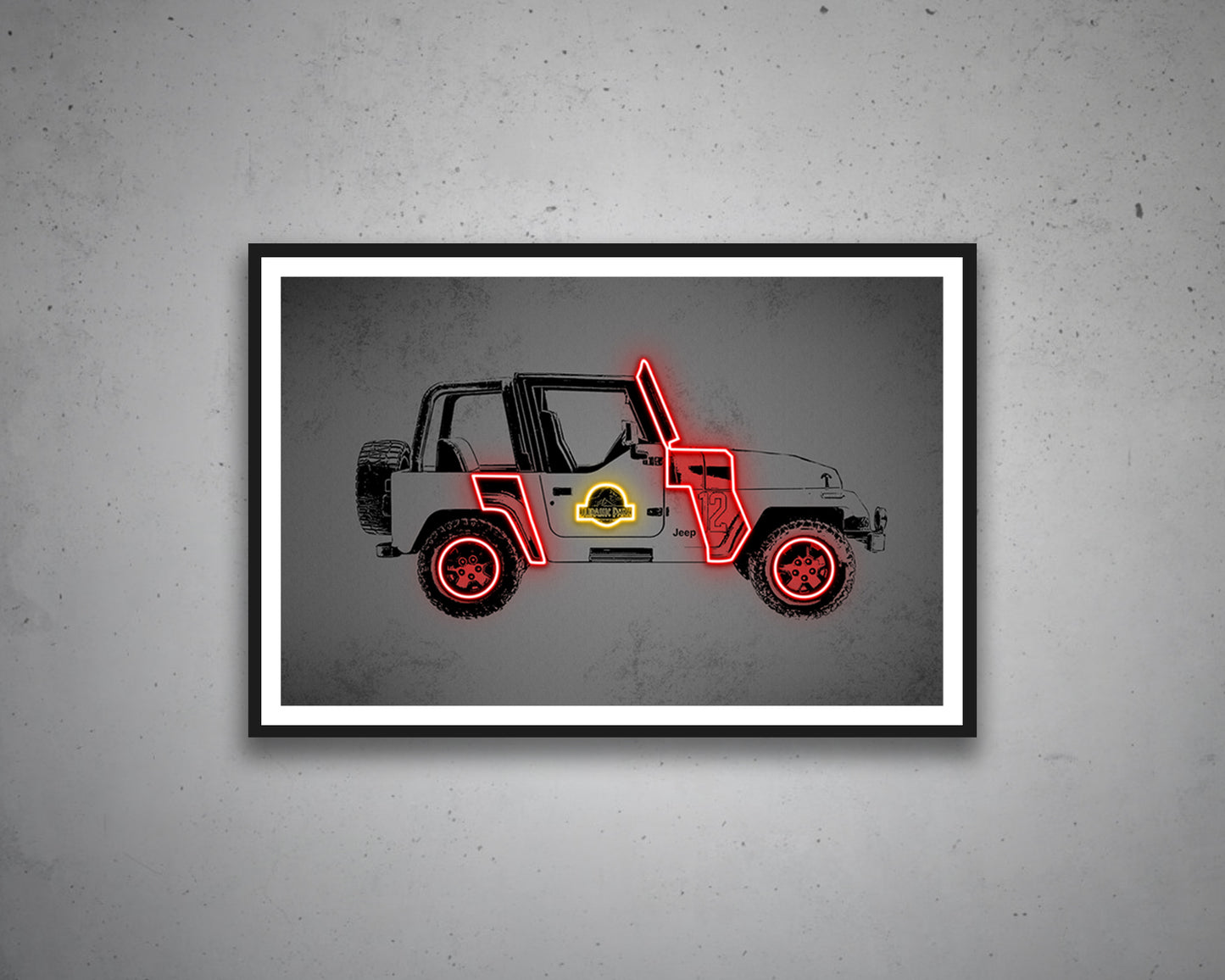 Jurassic Car Canvas Wall Art