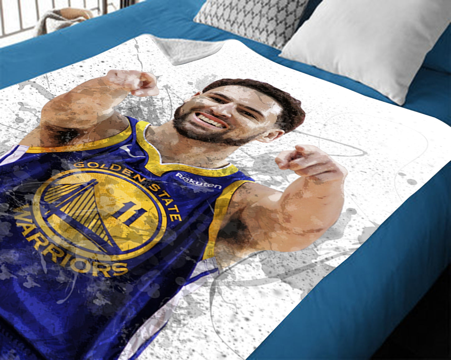 Klay Thompson Splash Effect Fleece Blanket Style 1