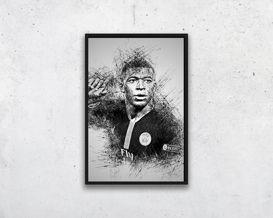 Kylian Mbappé Sketch Wall Art
