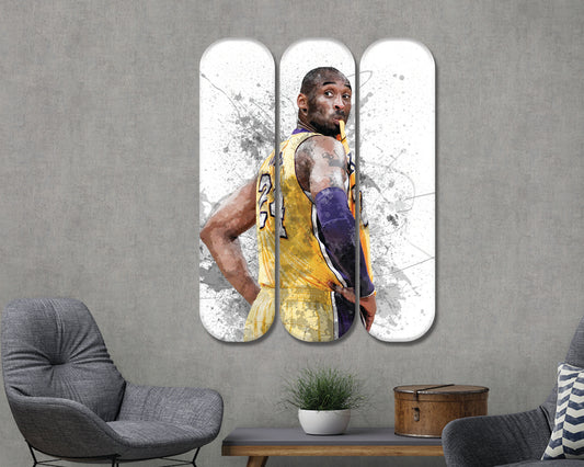 Arte mural de acrílico con la imagen de una patineta de Kobe Bryant