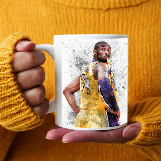 Taza y posavasos con efecto salpicado de Kobe Bryant