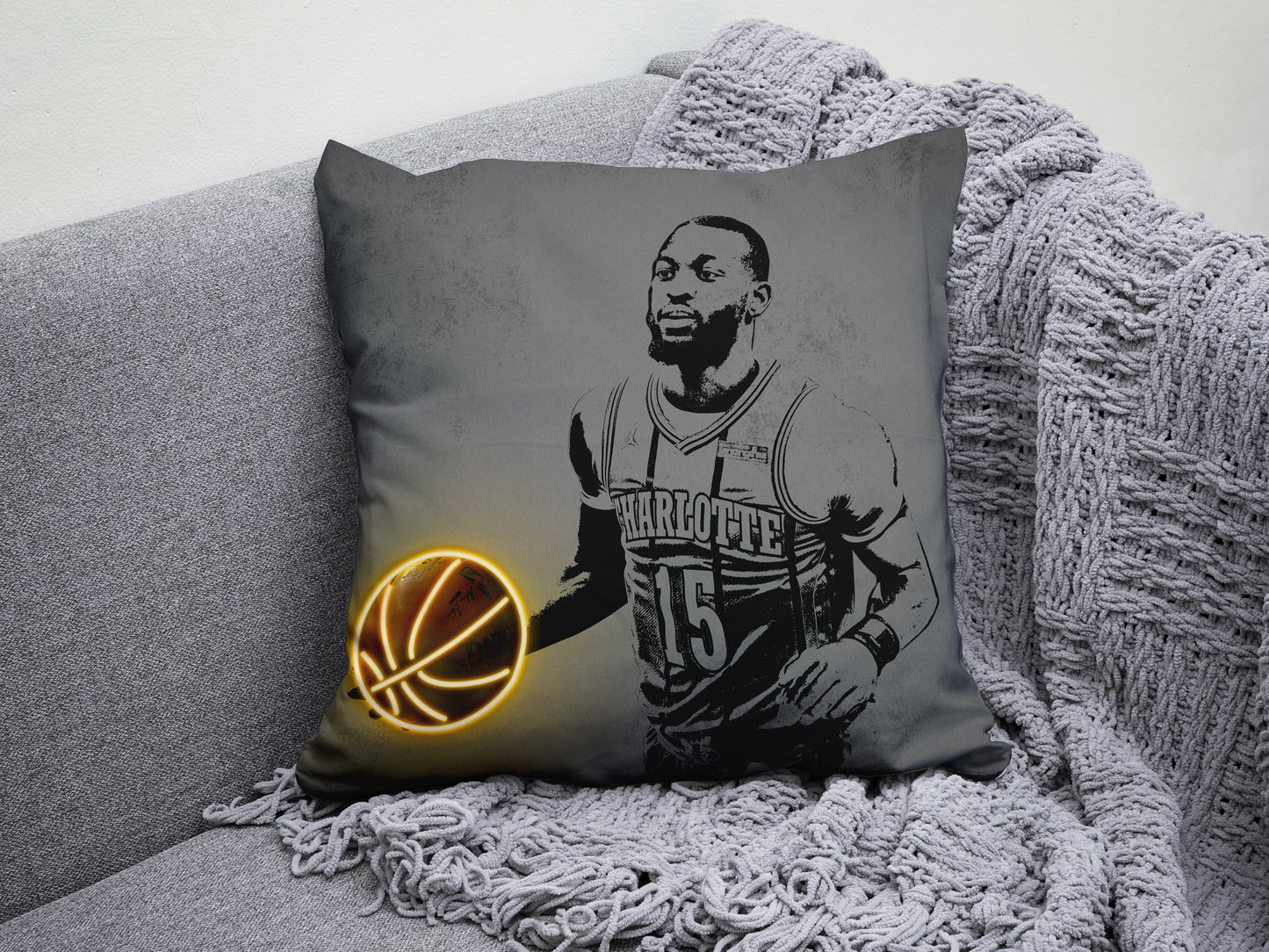 Kemba Walker Neon Effect Pillow