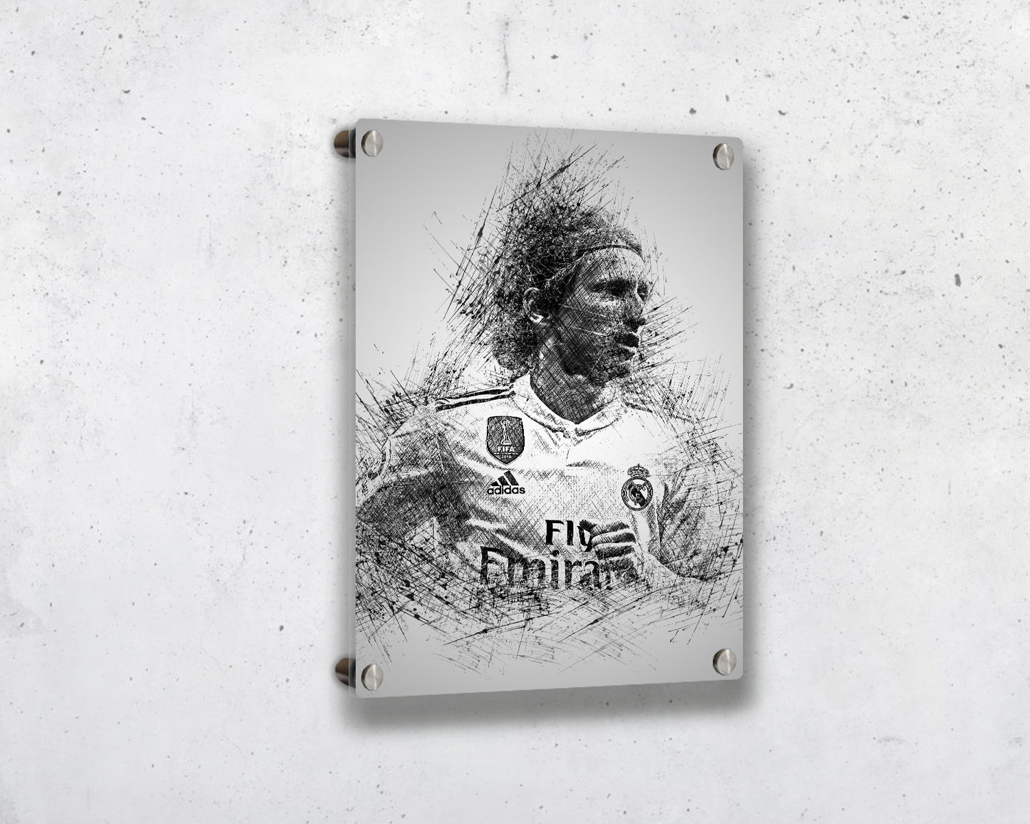 Arte mural con bocetos de Luka Modric