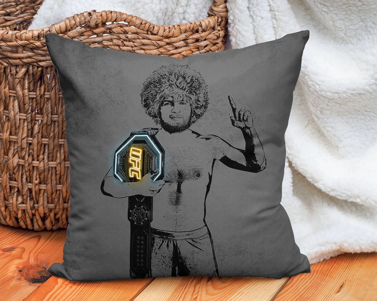 Almohada con efecto neón de Khabib Nurmagomedov