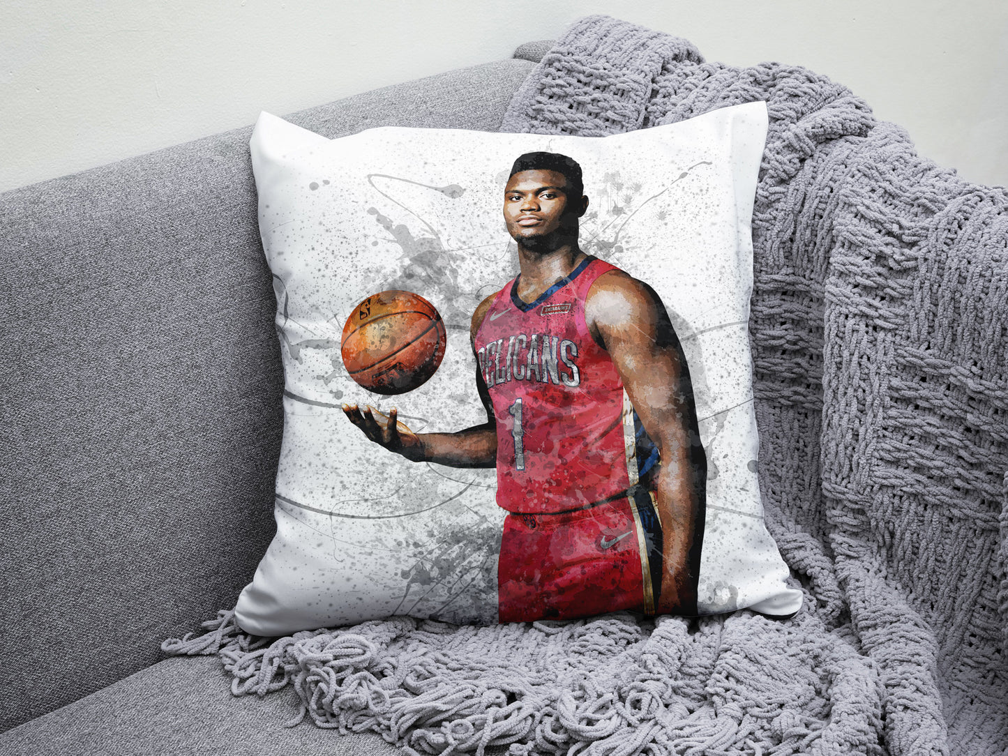 Almohada con efecto salpicadura de Zion Williamson