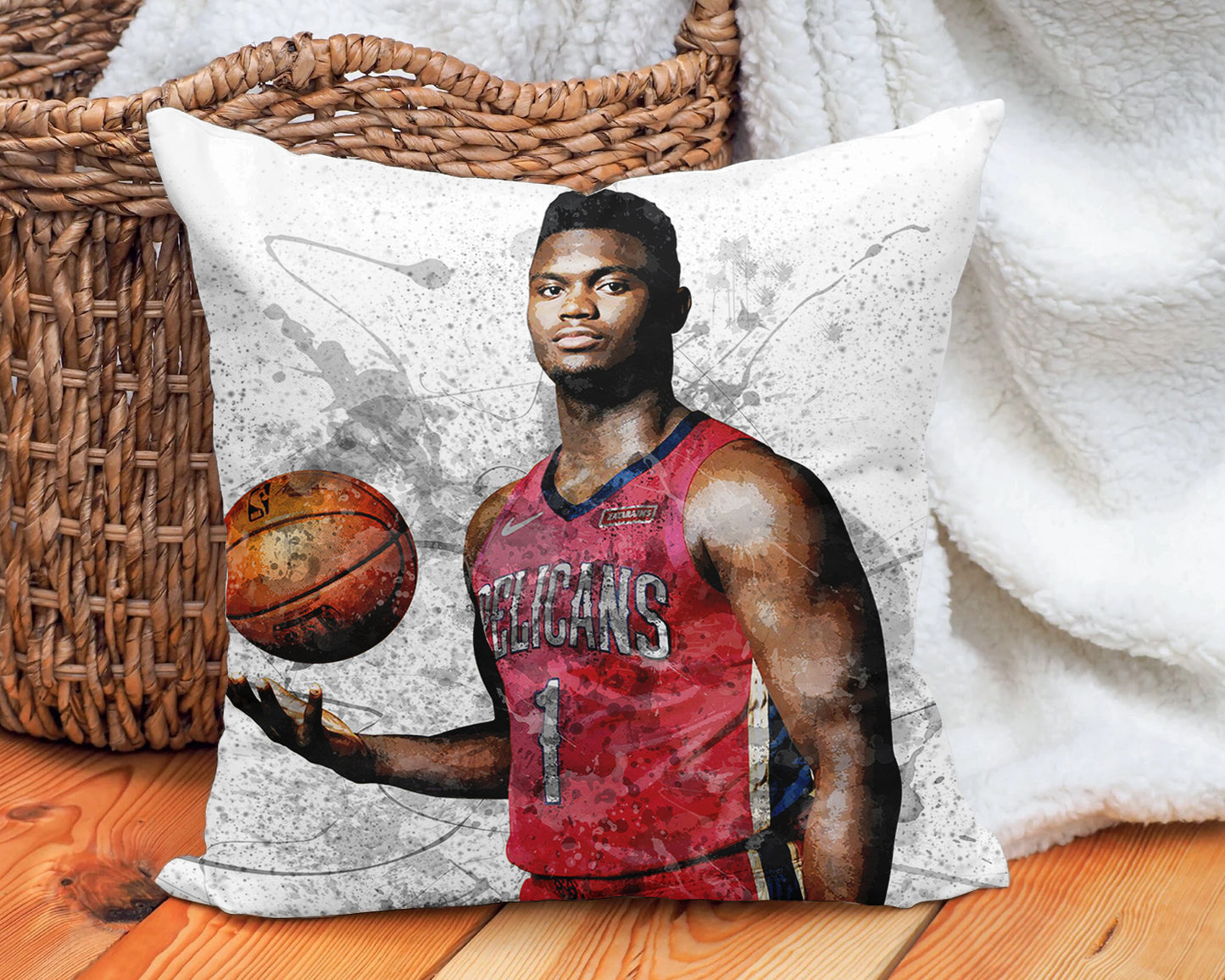 Almohada con efecto salpicadura de Zion Williamson