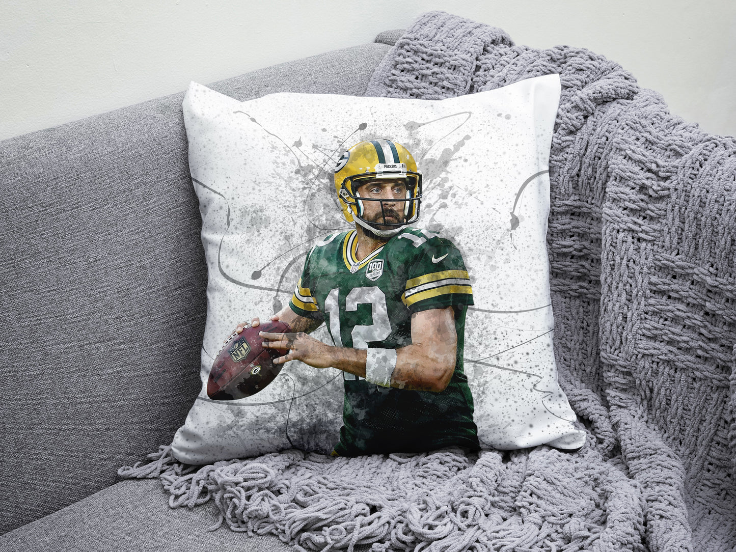 Aaron Rodgers Splash Effect Pillow