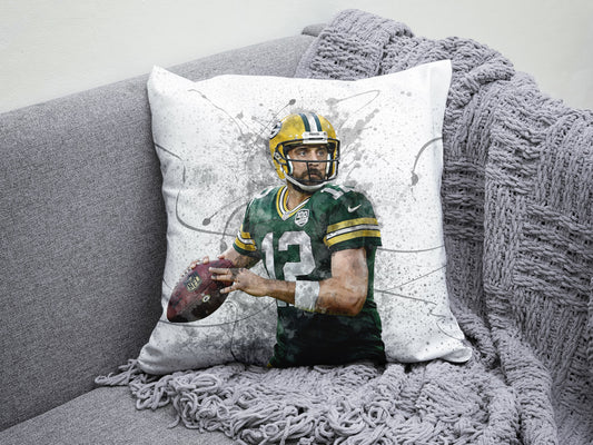 Almohada con efecto salpicadura de Aaron Rodgers