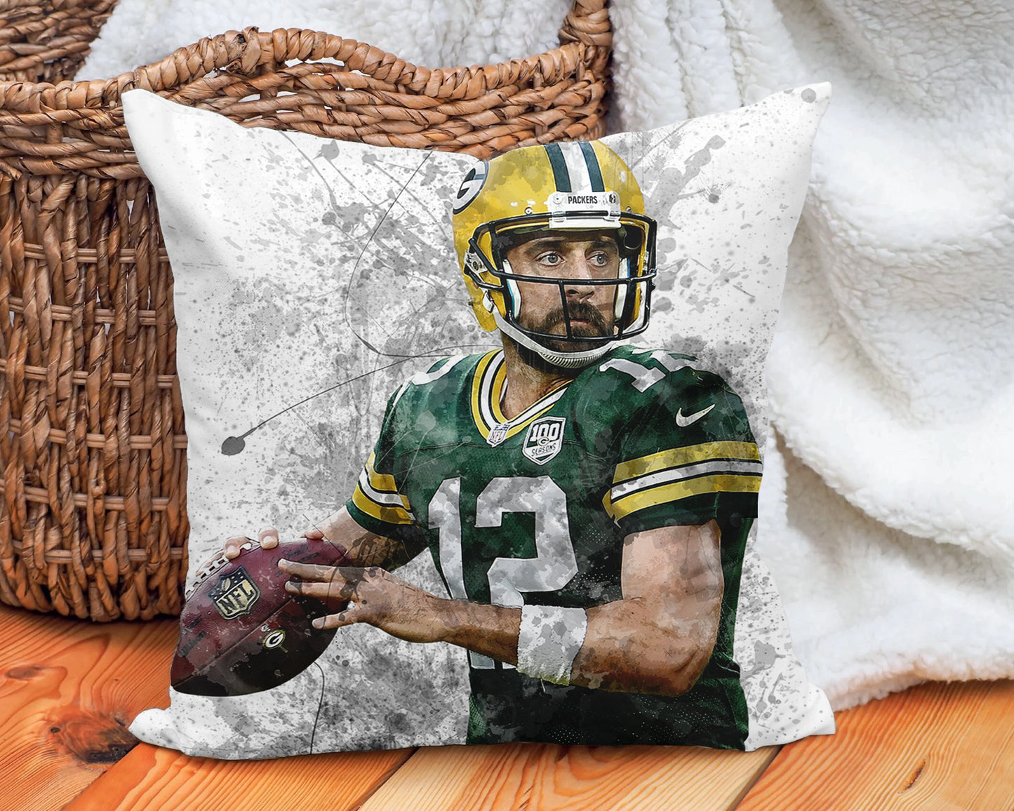 Aaron Rodgers Splash Effect Pillow