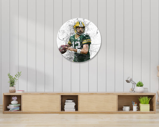 Cuadro de pared redondo de Aaron Rodgers