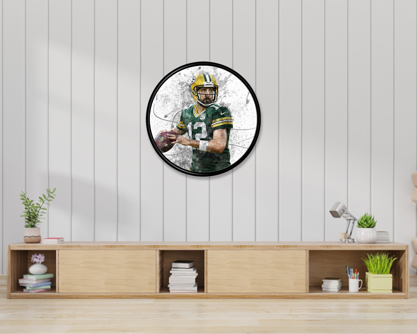 Cuadro de pared redondo de Aaron Rodgers