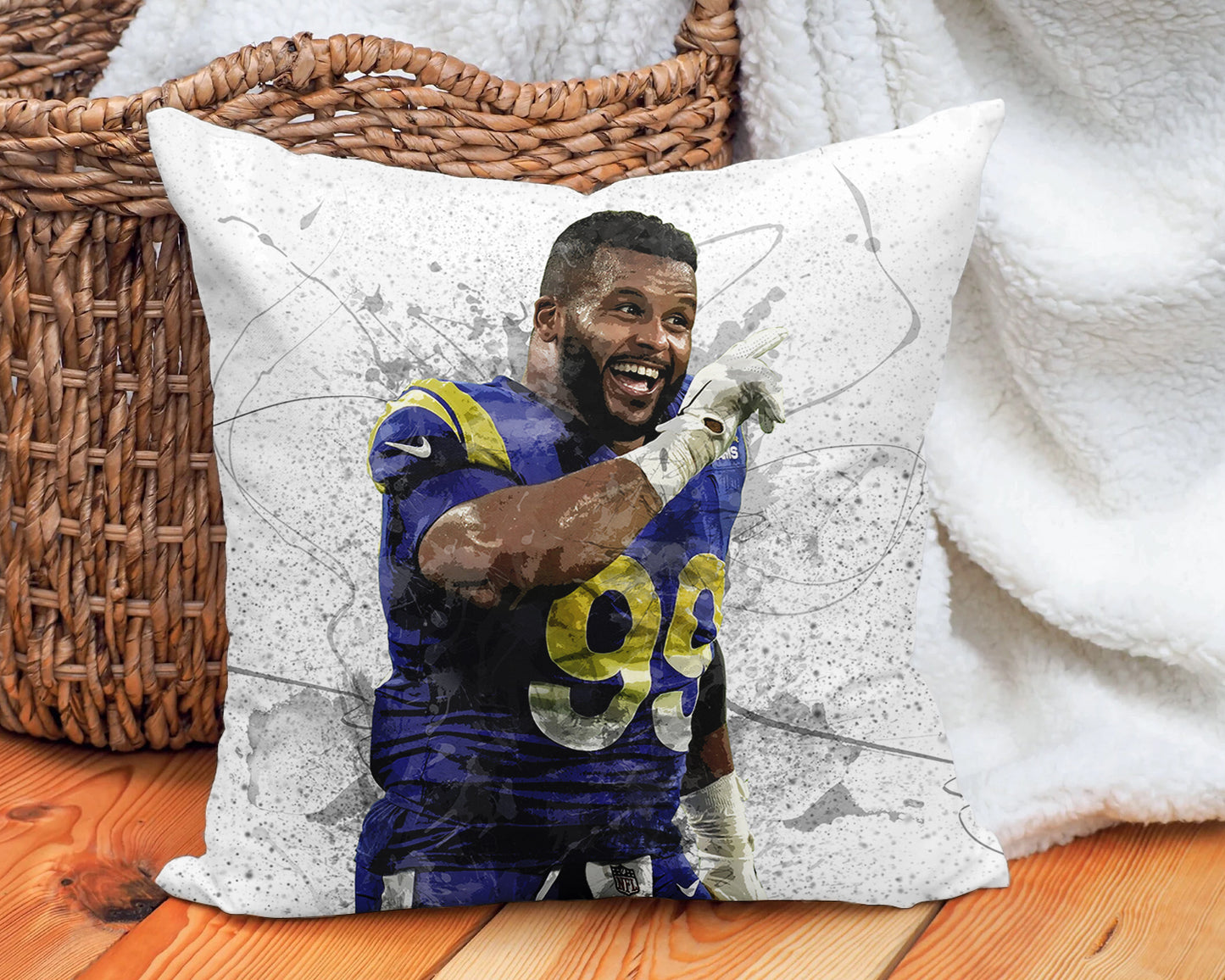 Almohada con efecto salpicado de Aaron Donald