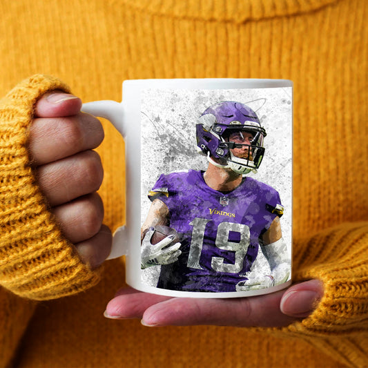 Taza y posavasos con efecto salpicado de Adam Thielen