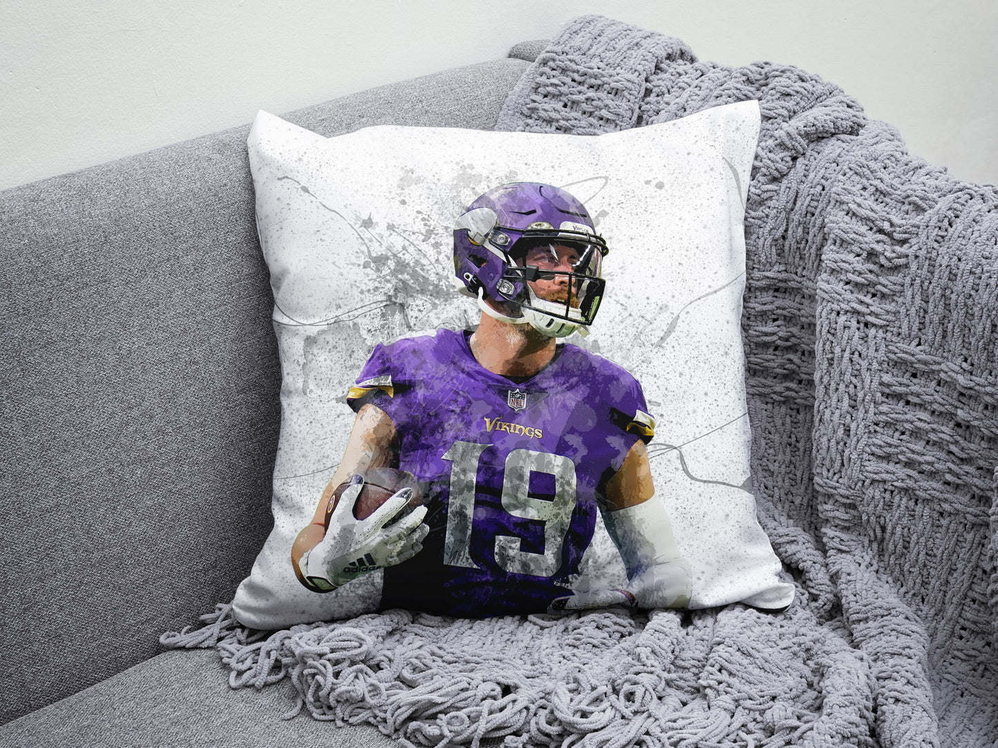 Almohada con efecto salpicadura de Adam Thielen