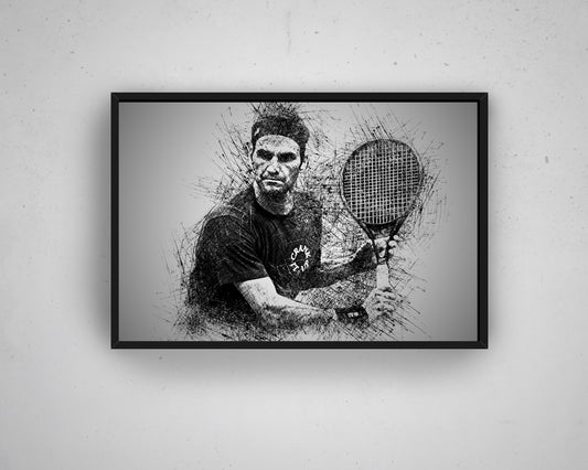 Roger Federer Sketch Wall Art