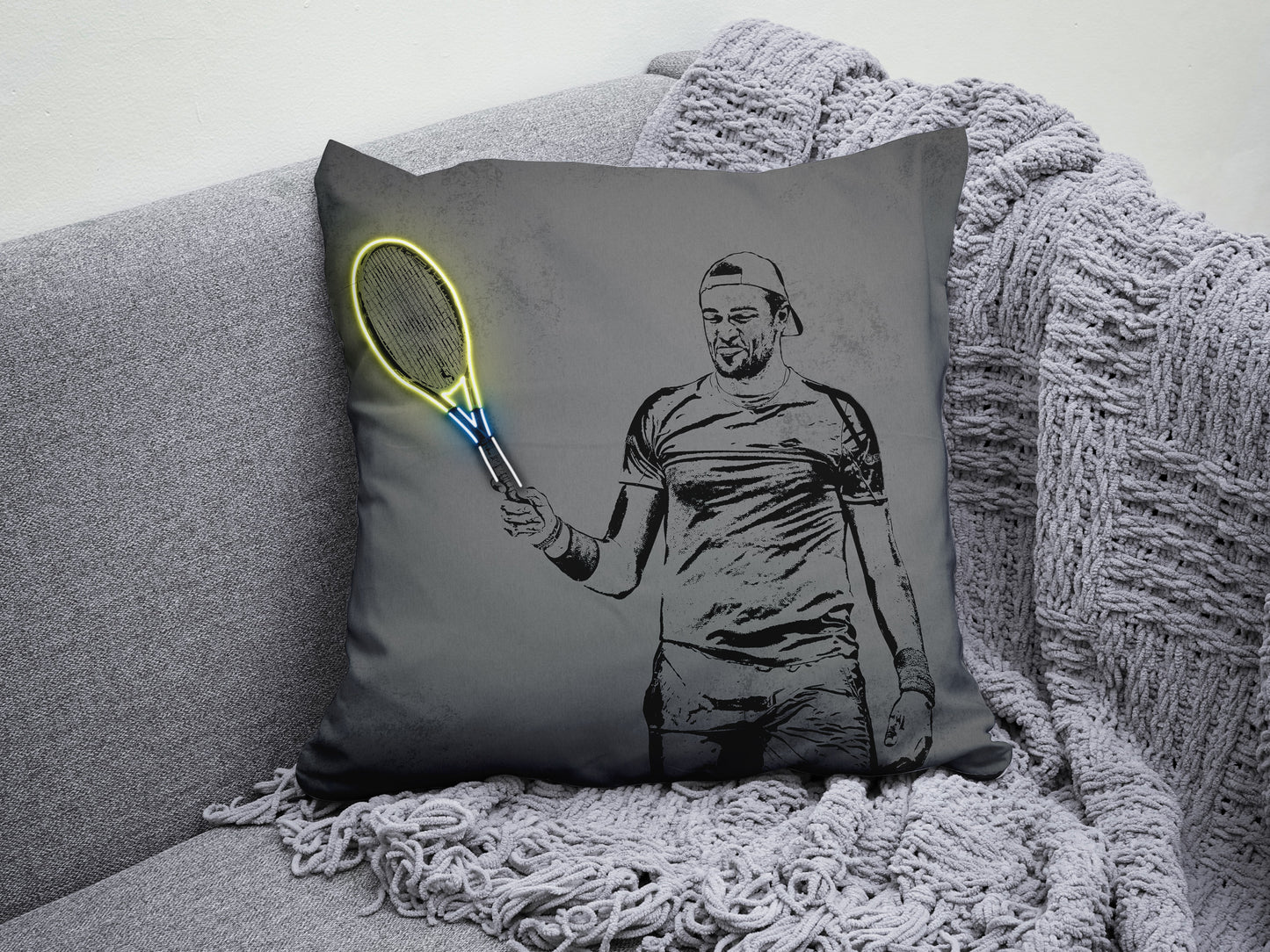 Matteo Berrettini Neon Effect Pillow