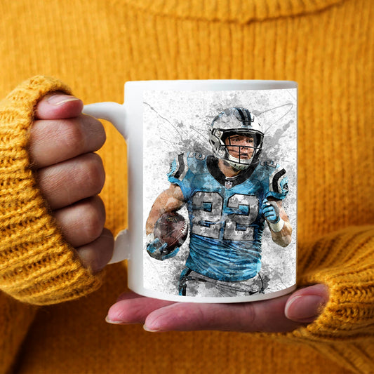 Taza y posavasos con efecto salpicado de Christian McCaffrey