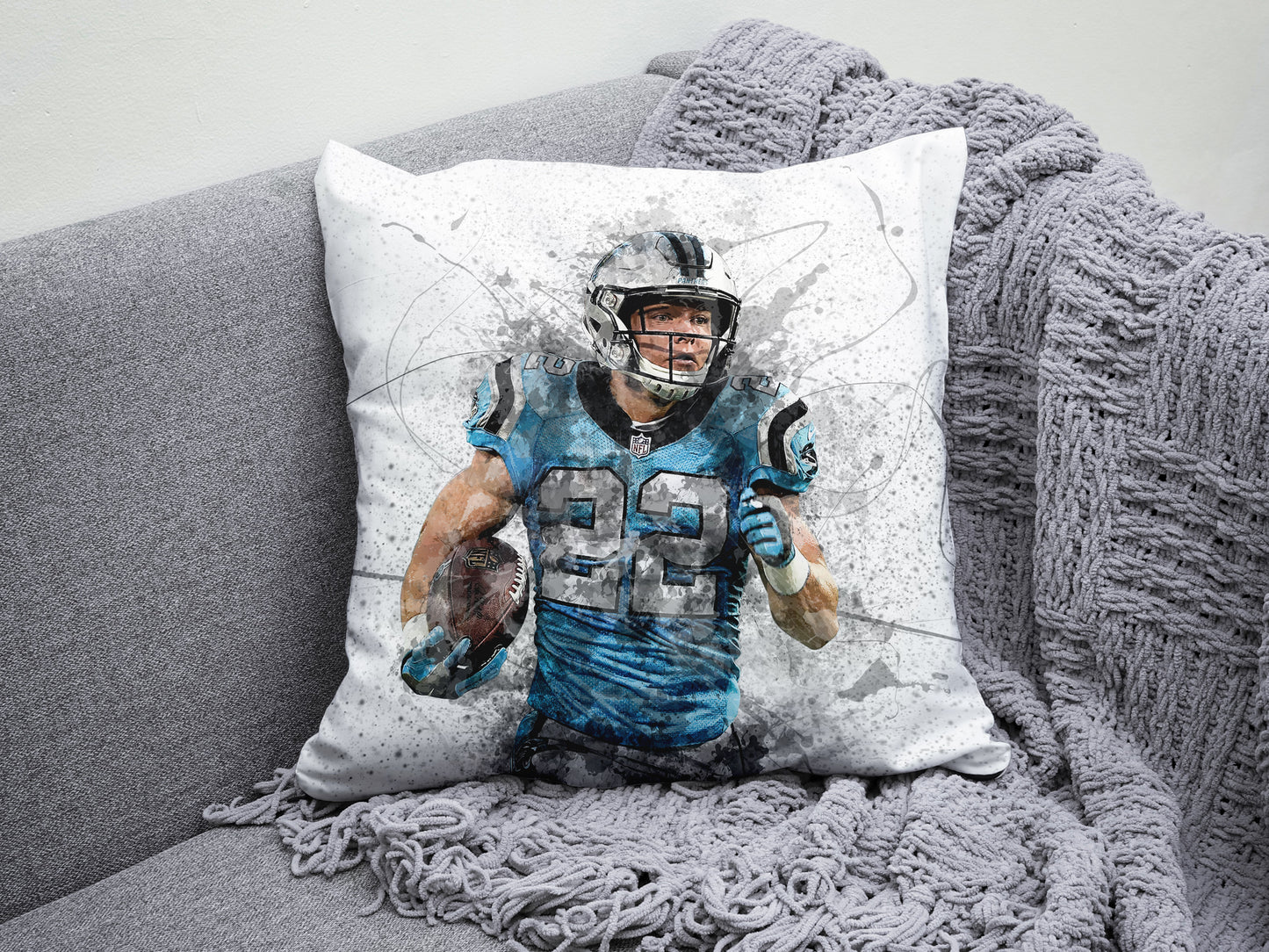 Almohada con efecto salpicadura de Christian McCaffrey