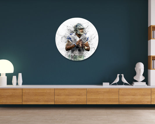 Dak Prescott Round Wall Art