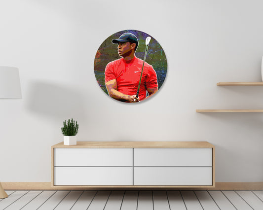 Tiger Woods Round Wall Art