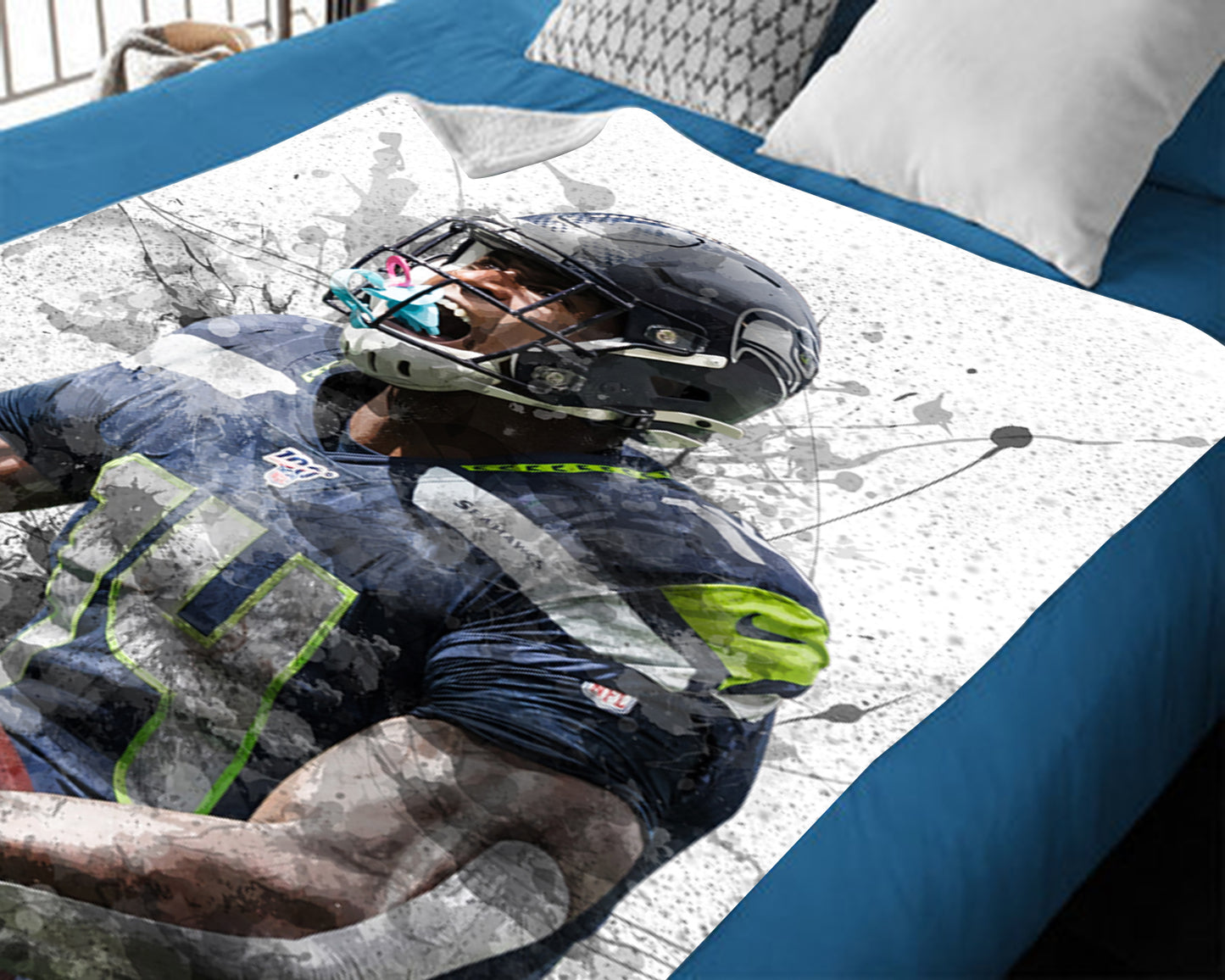 DK Metcalf Seattle Seahawks Splash Effect Fleece Blanket