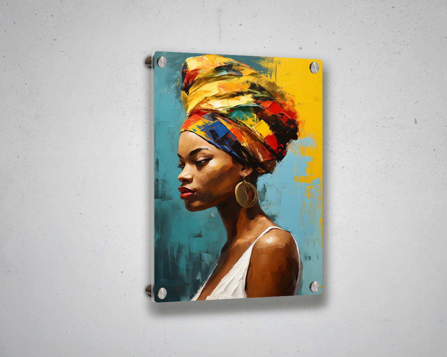 African Woman Watercolor Portrait Abstract Canvas Art