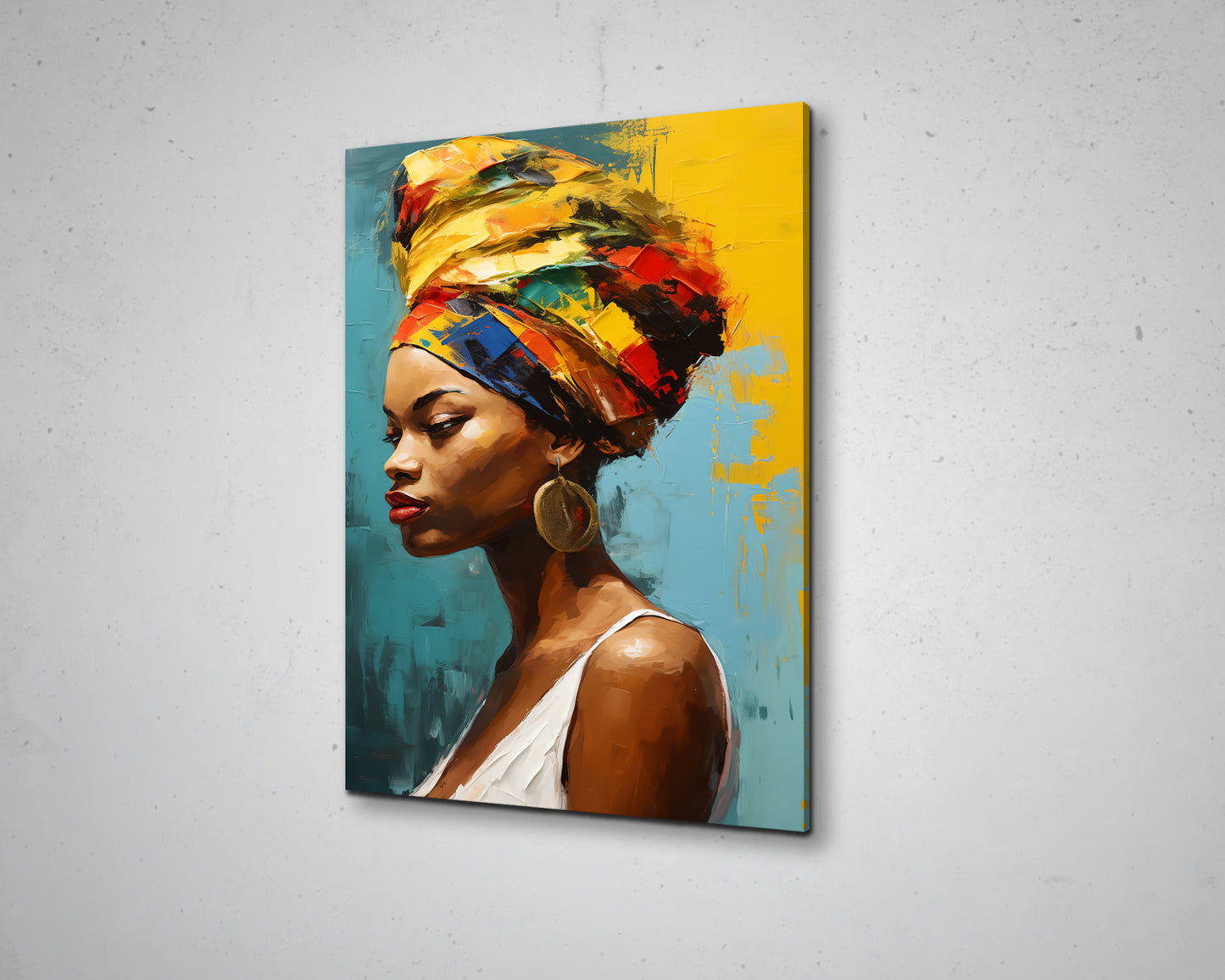 African Woman Watercolor Portrait Abstract Canvas Art