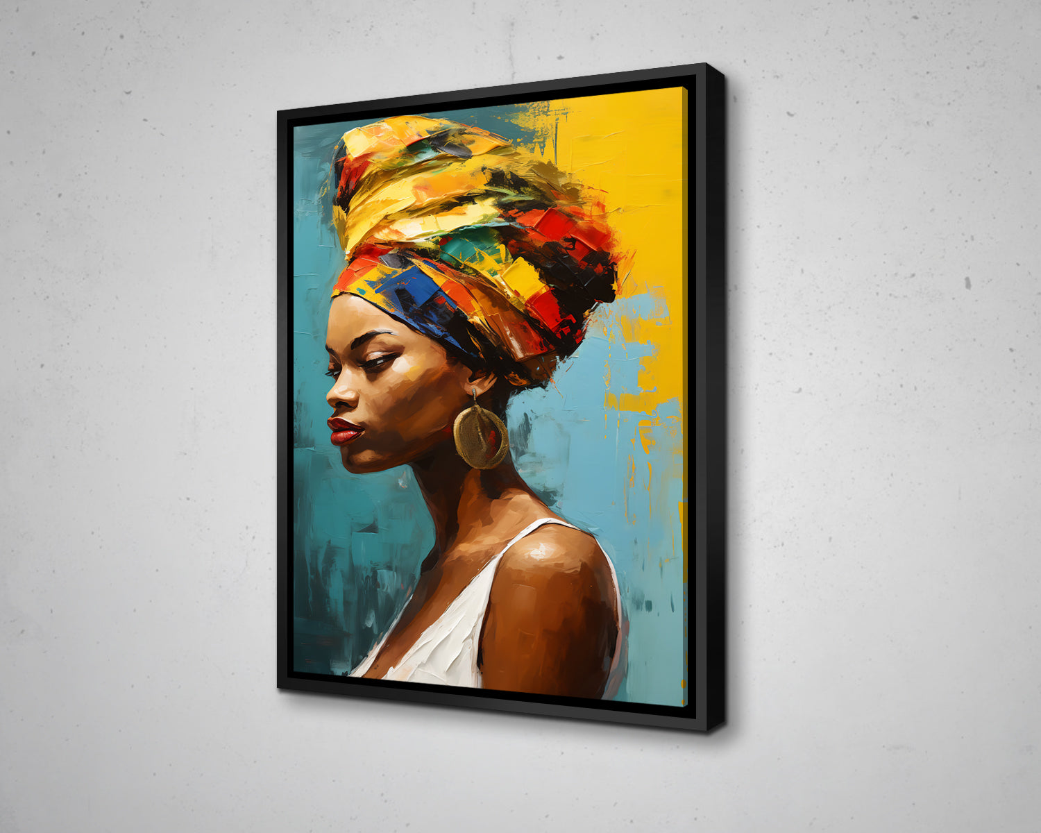 African Woman Watercolor Portrait Abstract Canvas Art