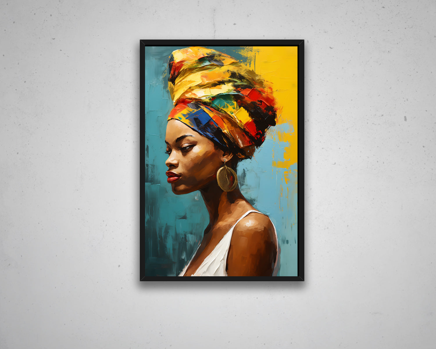 African Woman Watercolor Portrait Abstract Canvas Art