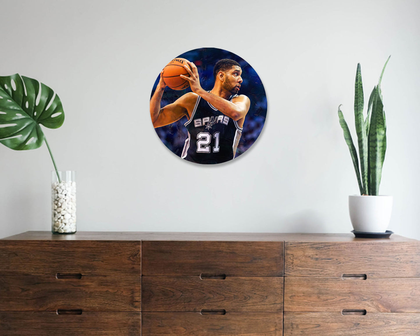 Tim Duncan Round Wall Art