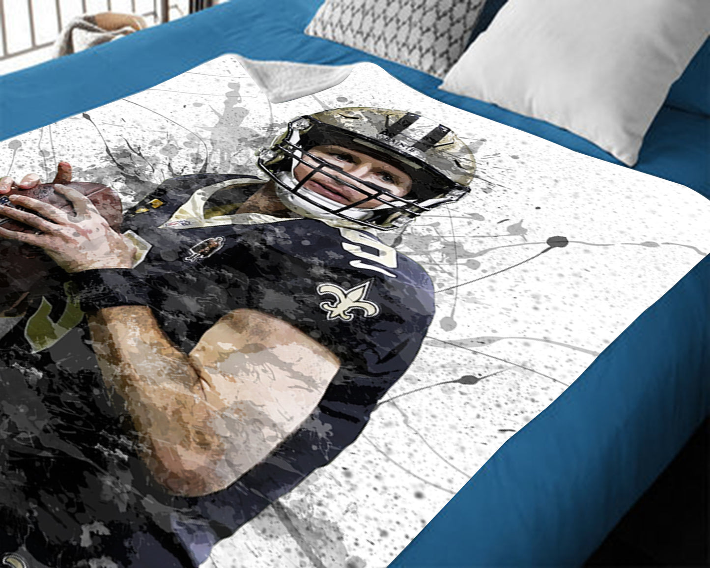 Drew Brees New Orleans Saints Splash Effect Fleece Blanket