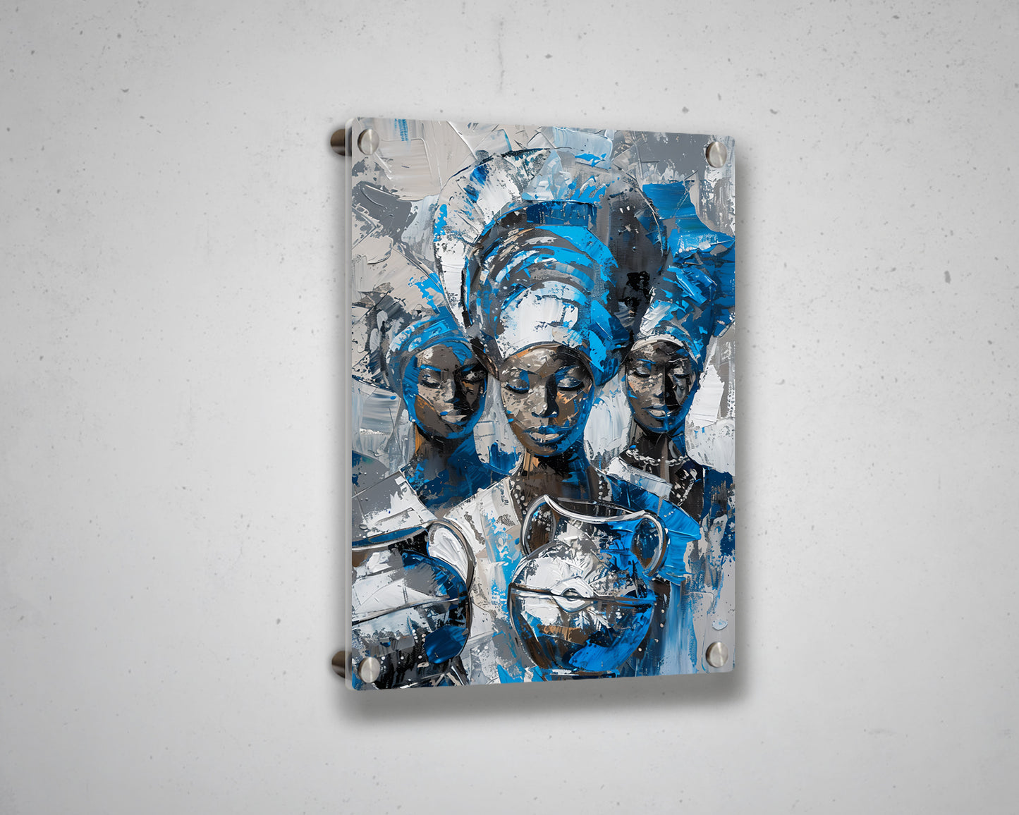 African Three Woman Portrait Abstract Canvas Art