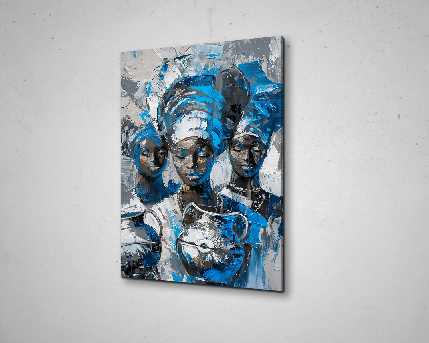 African Three Woman Portrait Abstract Canvas Art