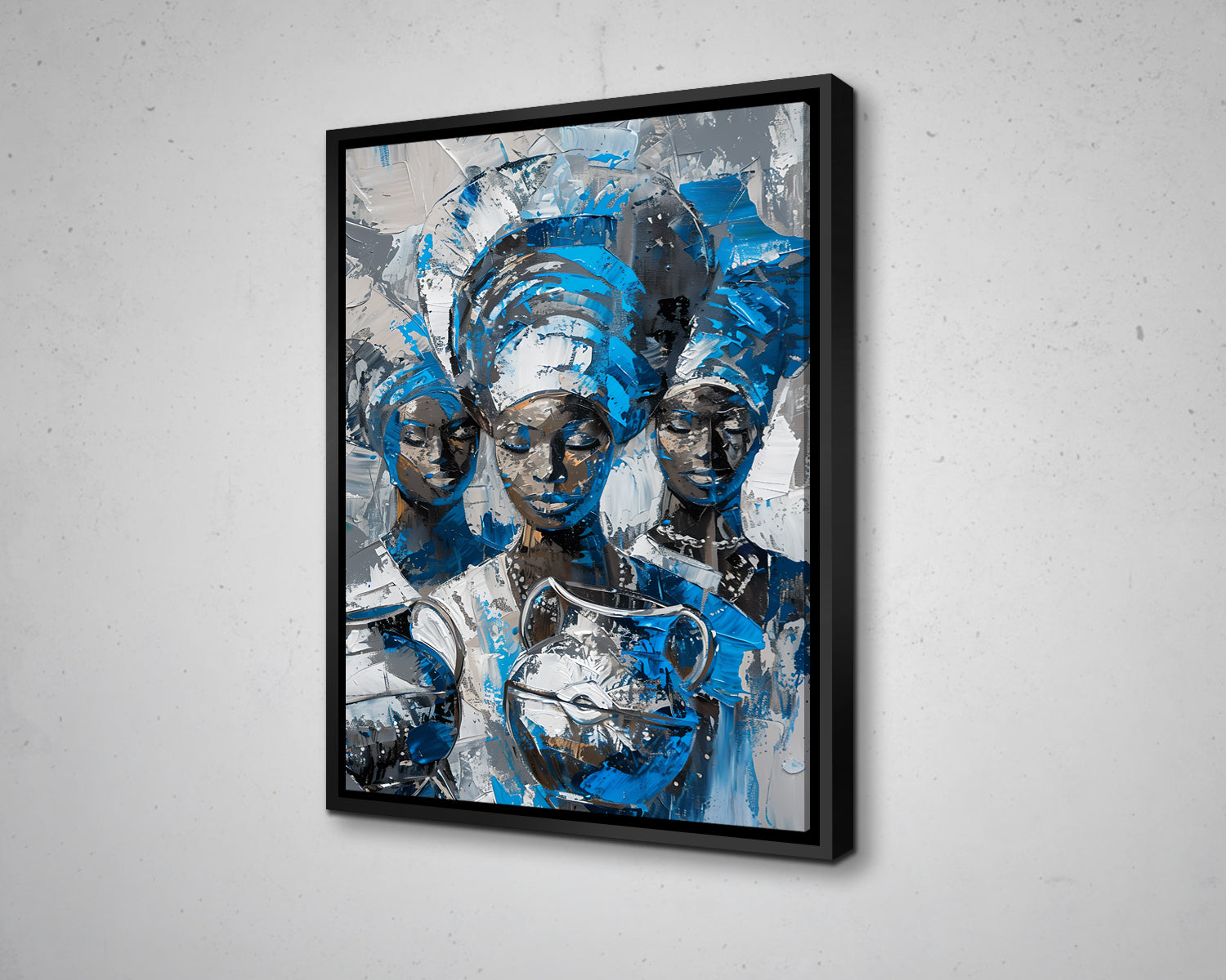 African Three Woman Portrait Abstract Canvas Art