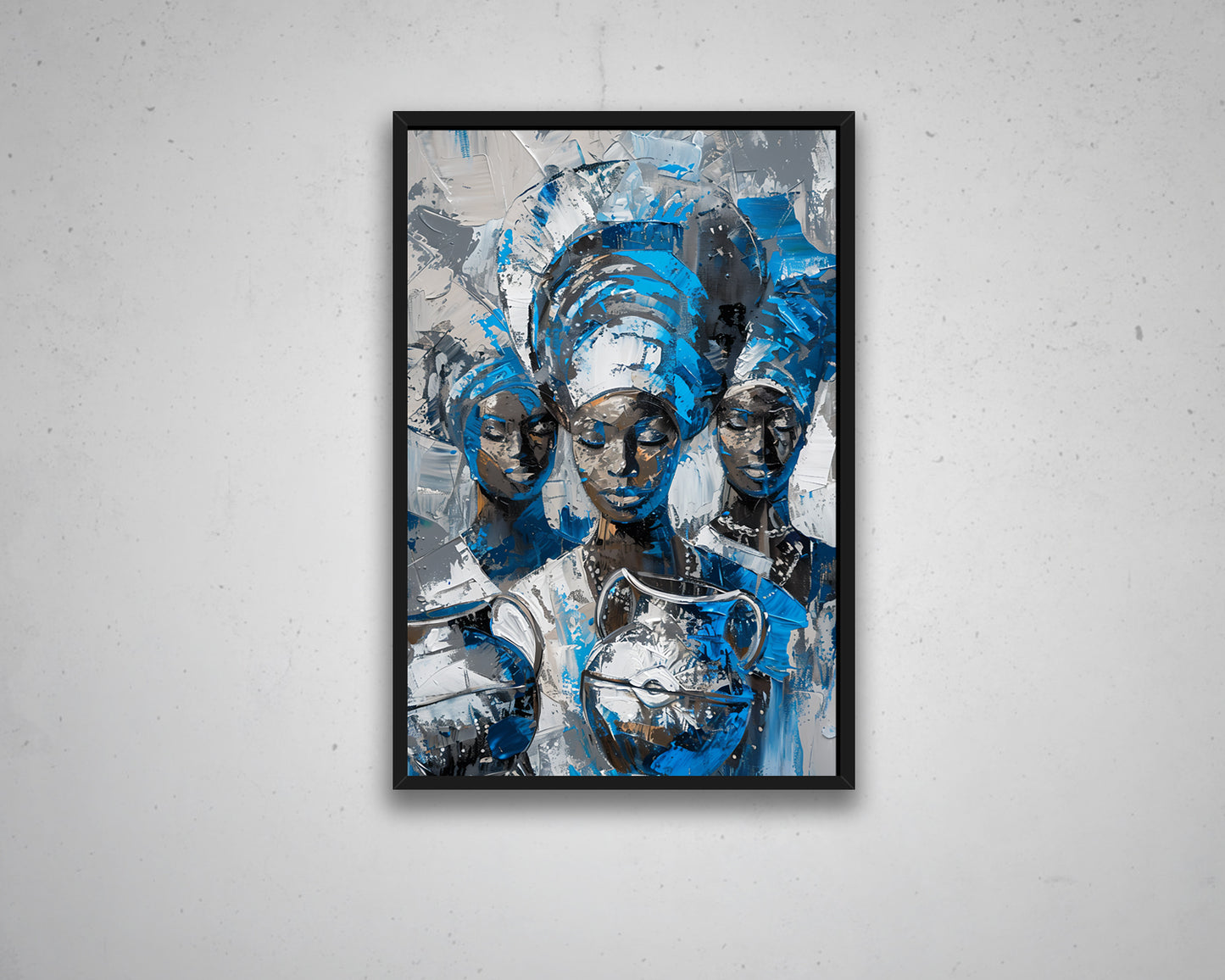 African Three Woman Portrait Abstract Canvas Art