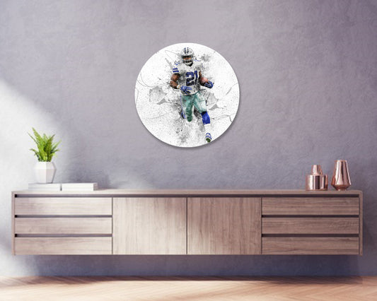 Ezekiel Elliott Round Wall Art