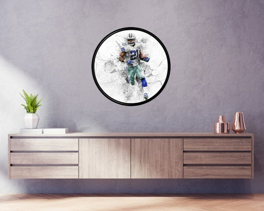 Ezekiel Elliott Round Wall Art