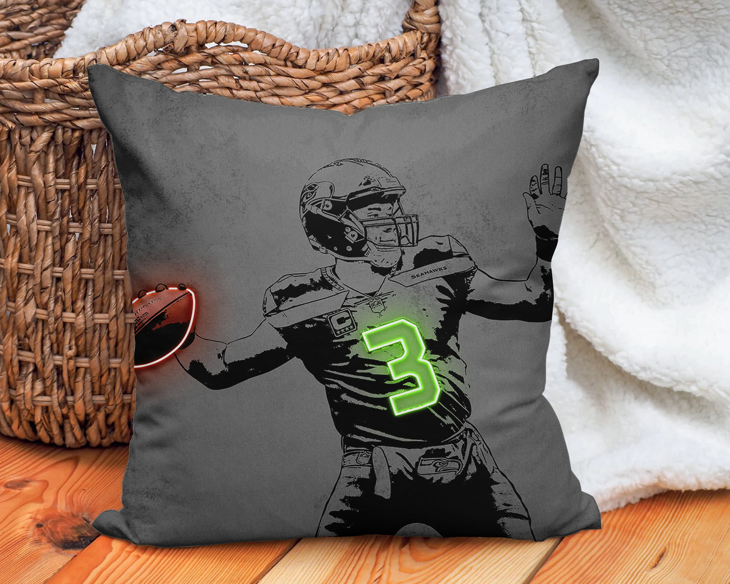 Russell Wilson Neon Effect Pillow