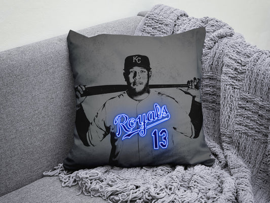 Salvador Perez Neon Effect Pillow