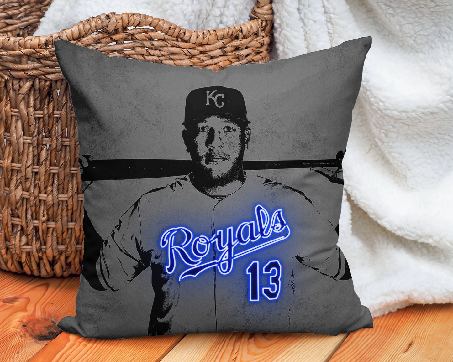 Salvador Perez Neon Effect Pillow