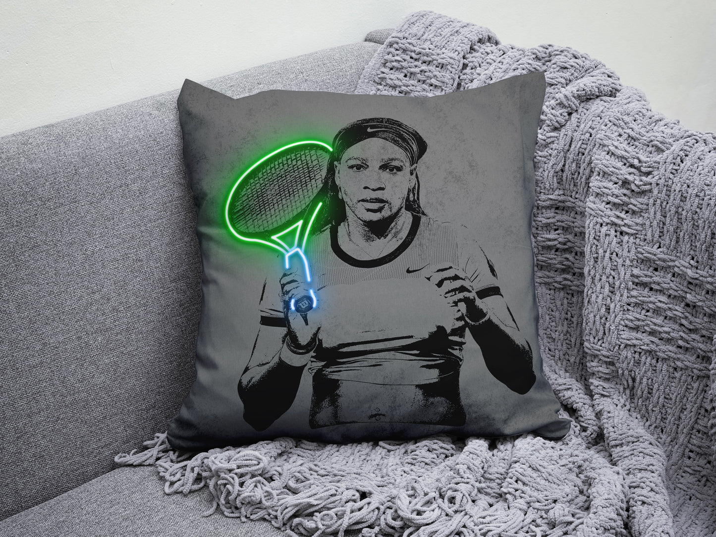 Almohada con efecto neón de Serena Williams