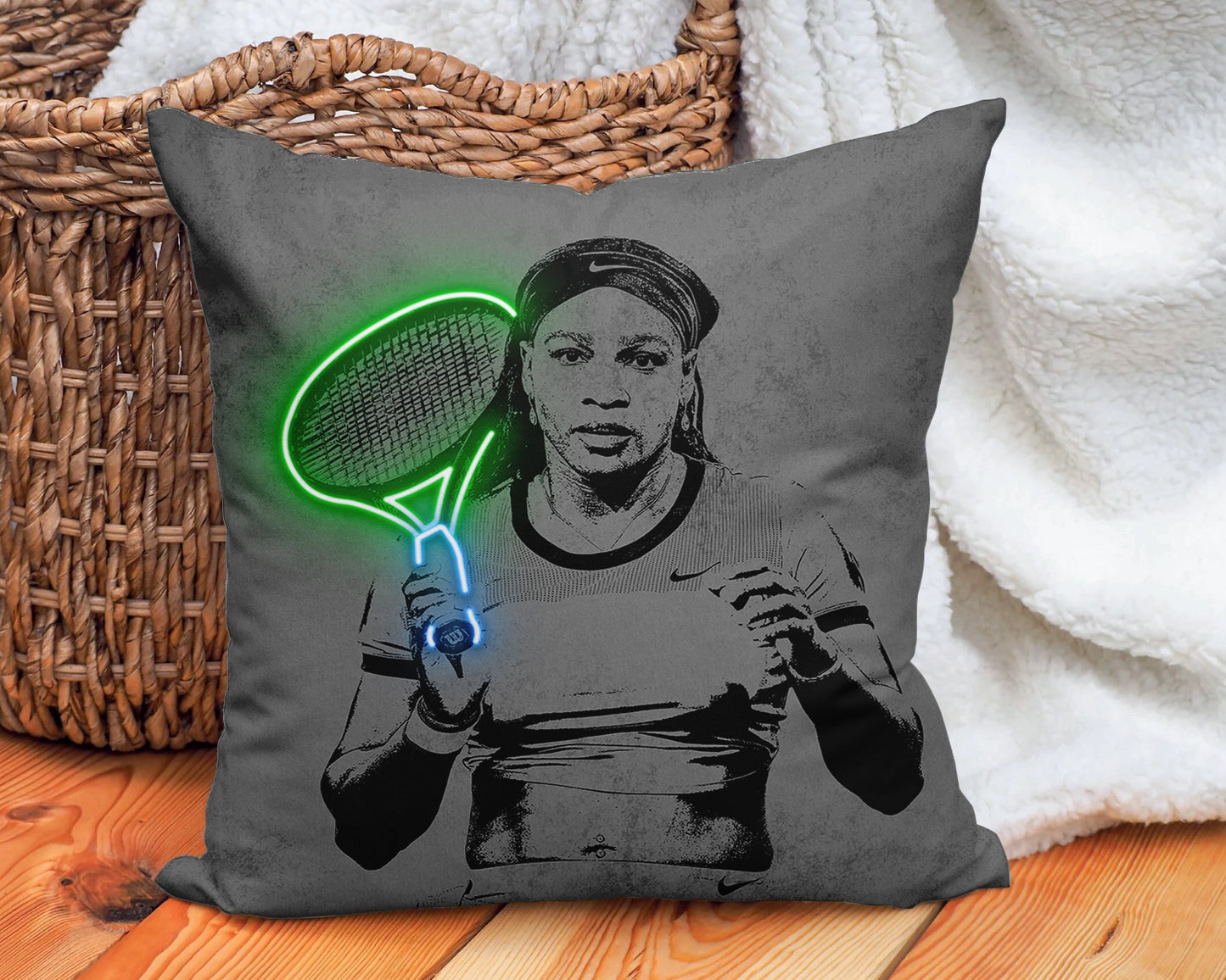 Serena Willams Neon Effect Pillow