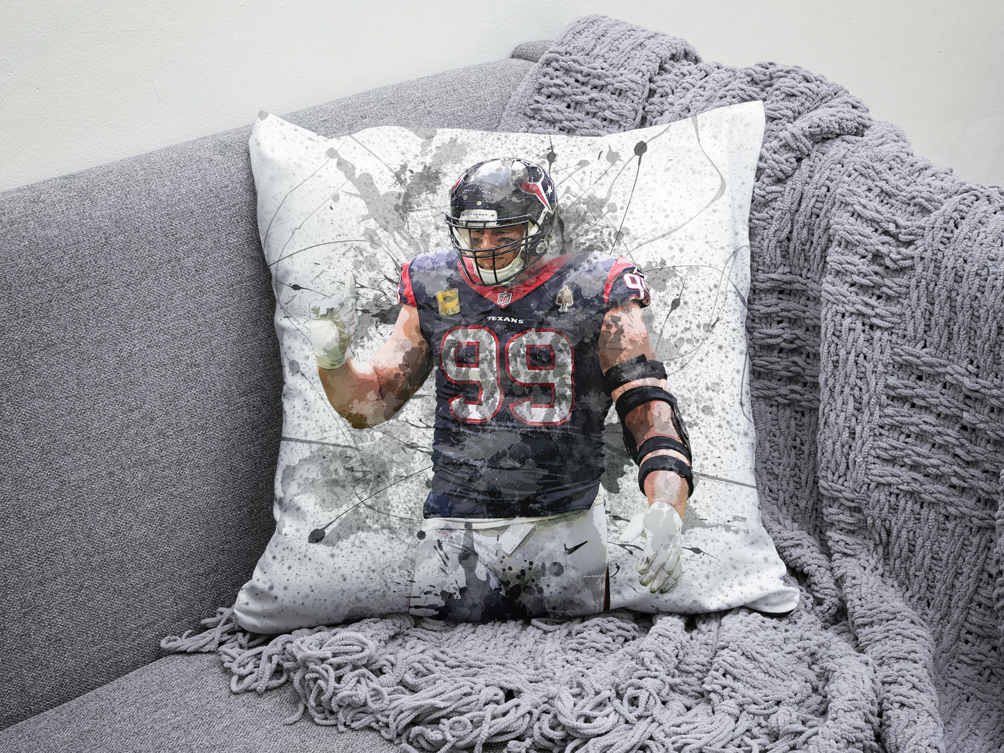 Almohada con efecto salpicadura de JJ Watt