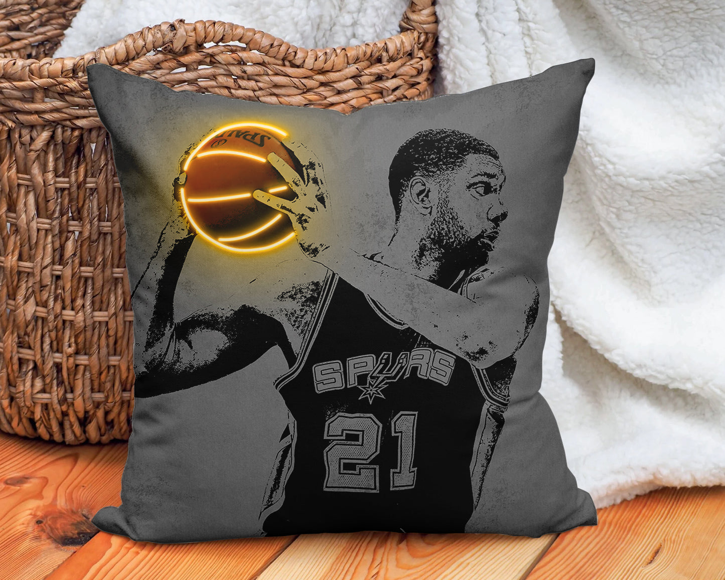 Tim Duncan Neon Effect Pillow