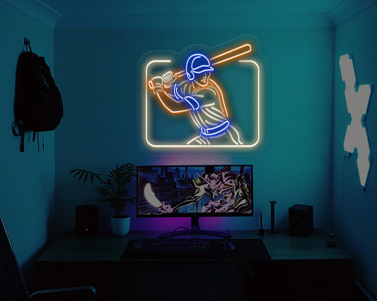 Baseball Player Neon Sign