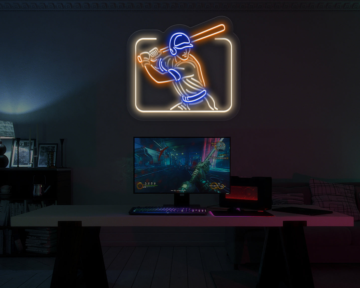 Baseball Player Neon Sign