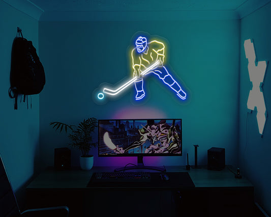 Ice Hockey Player Neon Sign