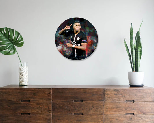 Kylian Mbappe Round Wall Art