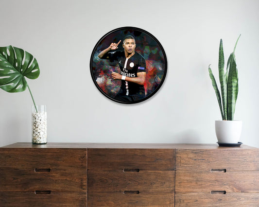 Kylian Mbappe Round Wall Art