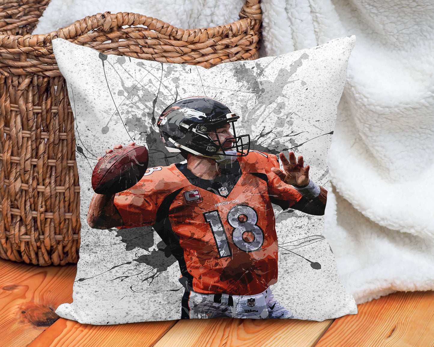 Almohada con efecto salpicadura de Peyton Manning